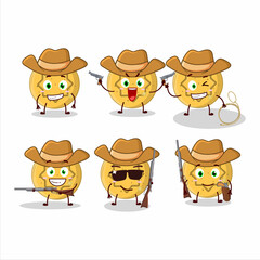 Canvas Print - Cool cowboy dalgona candy flower cartoon character with a cute hat