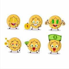 Sticker - Dalgona candy flower cartoon character with cute emoticon bring money