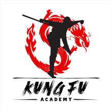 Logo Kung Fu Academy, Material Art Vector Illustration 
