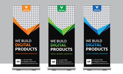 Wall Mural - professional corporate roll up stand banner design vector template