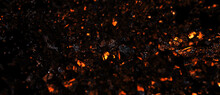 Detail Of Fire Sparks Isolated On Black Background