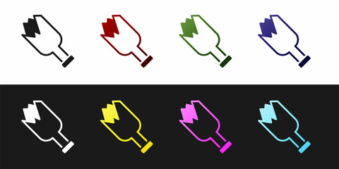 Poster - Set Broken bottle as weapon icon isolated on black and white background. Vector