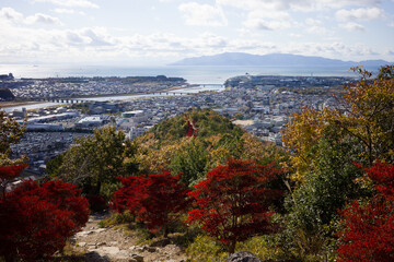 日本の兵庫県赤穂市の雄鷹台山の美しい秋の風景