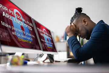 Poster - Ransomware Malware Attack. Business Computer Hacked