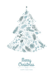 Wall Mural - Merry Christmas template. Corporate Holiday cards and invitations. Floral frames and backgrounds design.