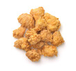 Top view of fried battered spicy chicken chunks