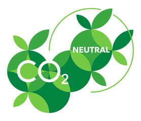 CO2 neutral - net zero carbon abstract label