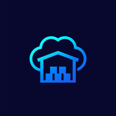 Poster - Cloud platform for warehouse icon, vector