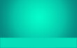 © LiudmilaMila - Abstract turquoise green studio workshop concept background, template of room interior, floor and wall.