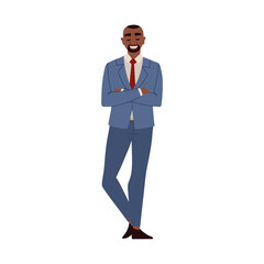 Canvas Print - black businessman crossed arms