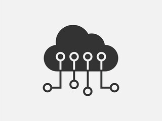 Poster - Technology icon vector cloud computing connection. Big data global server. Line design symbol.