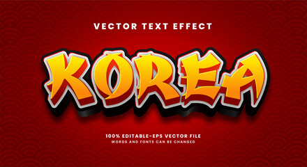 Wall Mural - Korea 3D text effect, editable text style and suitable for celebrate asian events