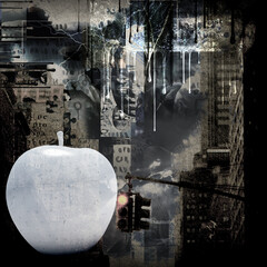 Canvas Print - White apple. Modern urban grunge art