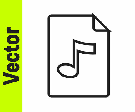 Black line MP3 file document. Download mp3 button icon isolated on white background. Mp3 music format sign. MP3 file symbol. Vector