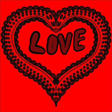 Valentine's Day Card with red paper cut heart