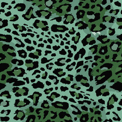 Wall Mural - Full seamless leopard cheetah texture animal skin pattern vector. Turquoise green for textile fabric printing. Suitable for fashion use.