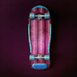 vintage 3d skateboard deck with plastic grind pats and scratches.