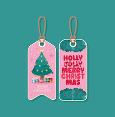 Wall Mural - holly jolly merry christmas labels