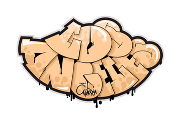 Los Angeles graffiti style hand drawn lettering. Decorative vector text .