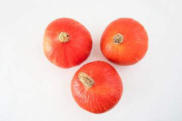 Close-up of pumpkins on a white background