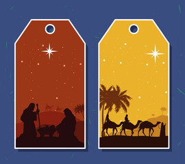 Wall Mural - two nativity scenes tags