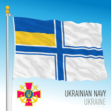 Ukrainian Navy Flag, Ukraine, European Country, Vector Illustration