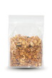Caramel cornflakes in plastic bag package isolated on white.