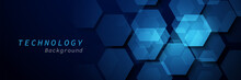 Abstract Blue Hexagon Background. Futuristic Technology Digital Hi Tech Concept Background. Banner, Posters, Cards, Headers, Website