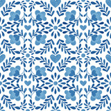 Symmetrical ornament in traditional style. Blue color pattern for decoration.