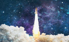 Space Shuttle Launch.Deep Space. Beauty Of Endless Universe. Elements Of This Image Furnished By NASA