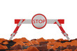 3D illustration of obstacles during road repairs Construction work on white background-Clipping Path