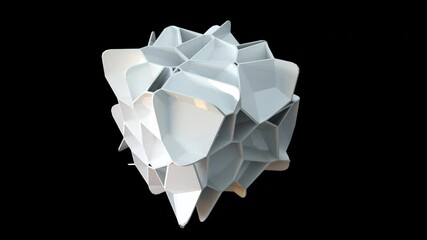 Aufkleber - digital warp 3d render of box with geometric kinks and bulging textures. creative restructuring and 