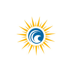 Sticker - Sun and wave logo design