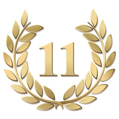 Wall Mural - 3D gold laurel wreath 11 vector isolated on a white background	