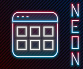 Aufkleber - Glowing neon line Browser files icon isolated on black background. Colorful outline concept. Vector