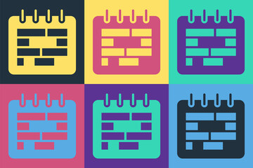 Poster - Pop art Calendar icon isolated on color background. Event reminder symbol. Vector
