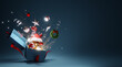 © aanbetta - Open Christmas magic gift box. 3d rendering