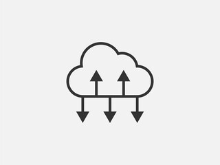 Poster - Technology icon vector cloud computing connection. Big data global server. Line design symbol.
