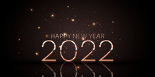 Happy New Year Banner Design In Black And Rose Gold