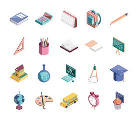 Sticker - isometric school set