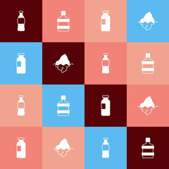 Canvas Print - Set pop art Bottle of water, Big bottle with clean, and Iceberg icon. Vector