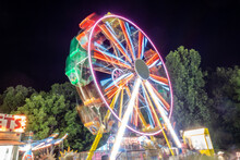 Ferris Wheel Lights At State Fair At Night