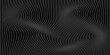 Perspective distorted black grid. Digital background with wireframe wave. Vector curve surface.