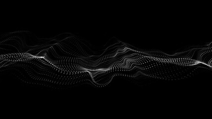 Aufkleber - dynamic wave of particles. abstract futuristic background. big data visualization. 3d rendering.