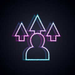 Aufkleber - Glowing neon line Web design and front end development icon isolated on black background. Vector