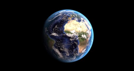 Poster - 4k Resolution Video: Rotation Realistic Earth Globe Planet on a black background. Elements of this image furnished by NASA.