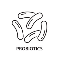 Fototapete - Probiotics linear icon. Outline simple vector of beneficial microorganisms or live bacteria. Contour isolated pictogram on white background