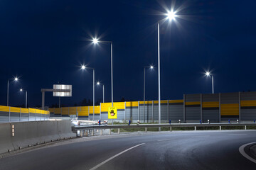 Canvas Print - highway exit at night with led streetlights