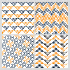 Seamless pattern background backdrop wallpaper geometric vector design modern texture vintage retro fabrics tiles wall decorations floor apron linen gift wrapping paper collection dots waves zigzag 