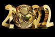 2022 22  soccer football ball golden isolated new year - 3d rendering
